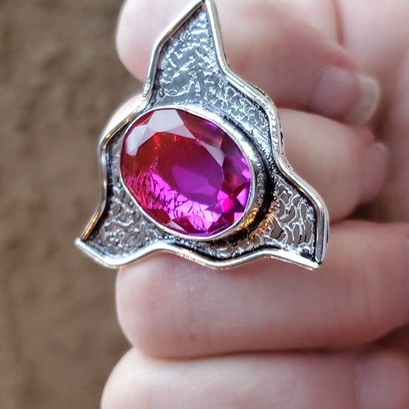 New Unique Bi-Color Tourmaline 925 Silver Ring. - Picture 8 of 16